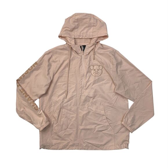 Shane Dawson Windbreaker Womens S Small Ice Peach Quarter Zip Pig Hoodie - Picture 1 of 15